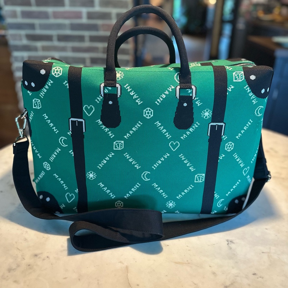 Marni Graphic Green and Black Weekender Bag